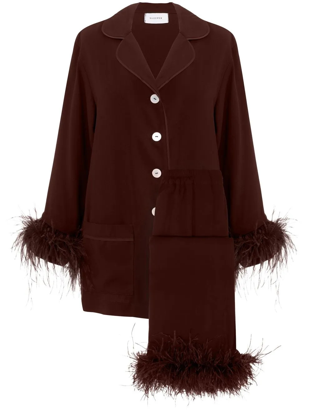 Party Pyjamas feather trim set | Farfetch Global