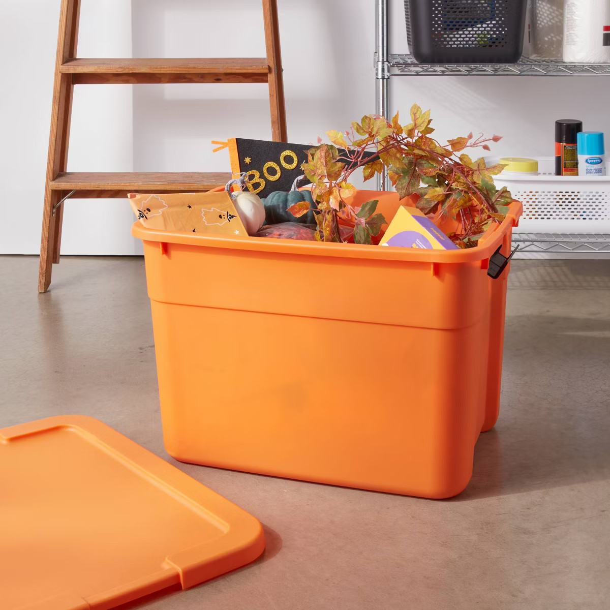 20gal Halloween Latching Storage Tote Orange - Brightroom™ | Target