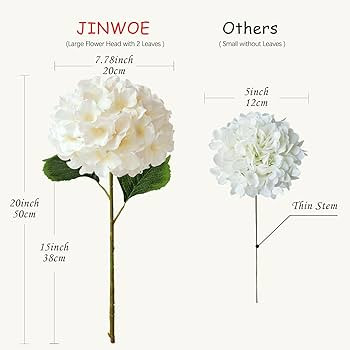 Boho Silk Hydrangea Artificial Flowers, 5Pcs Cream 20Inch Large Lifelike Flowers,Artificial Hydra... | Amazon (US)