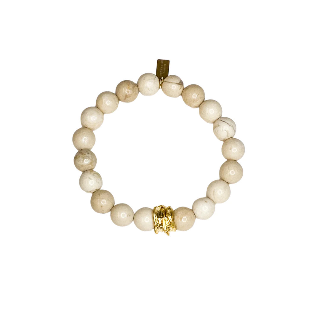 Ivory Beaded Stretch Bracelet | Meghan Bo Designs