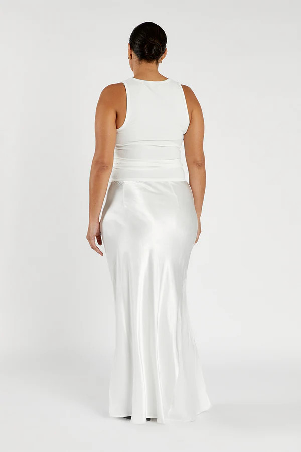 CHARLI WHITE SATIN MAXI SKIRT | DISSH