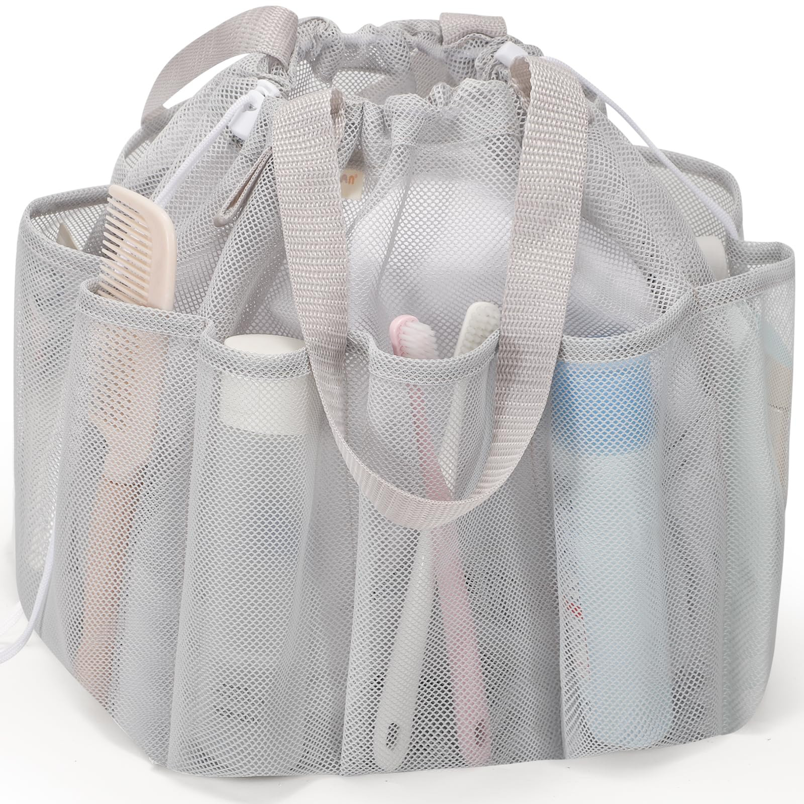 Mesh Shower Caddy Portable with Drawstring, Dorm Room Essentials for College Students, Grey Showe... | Amazon (US)