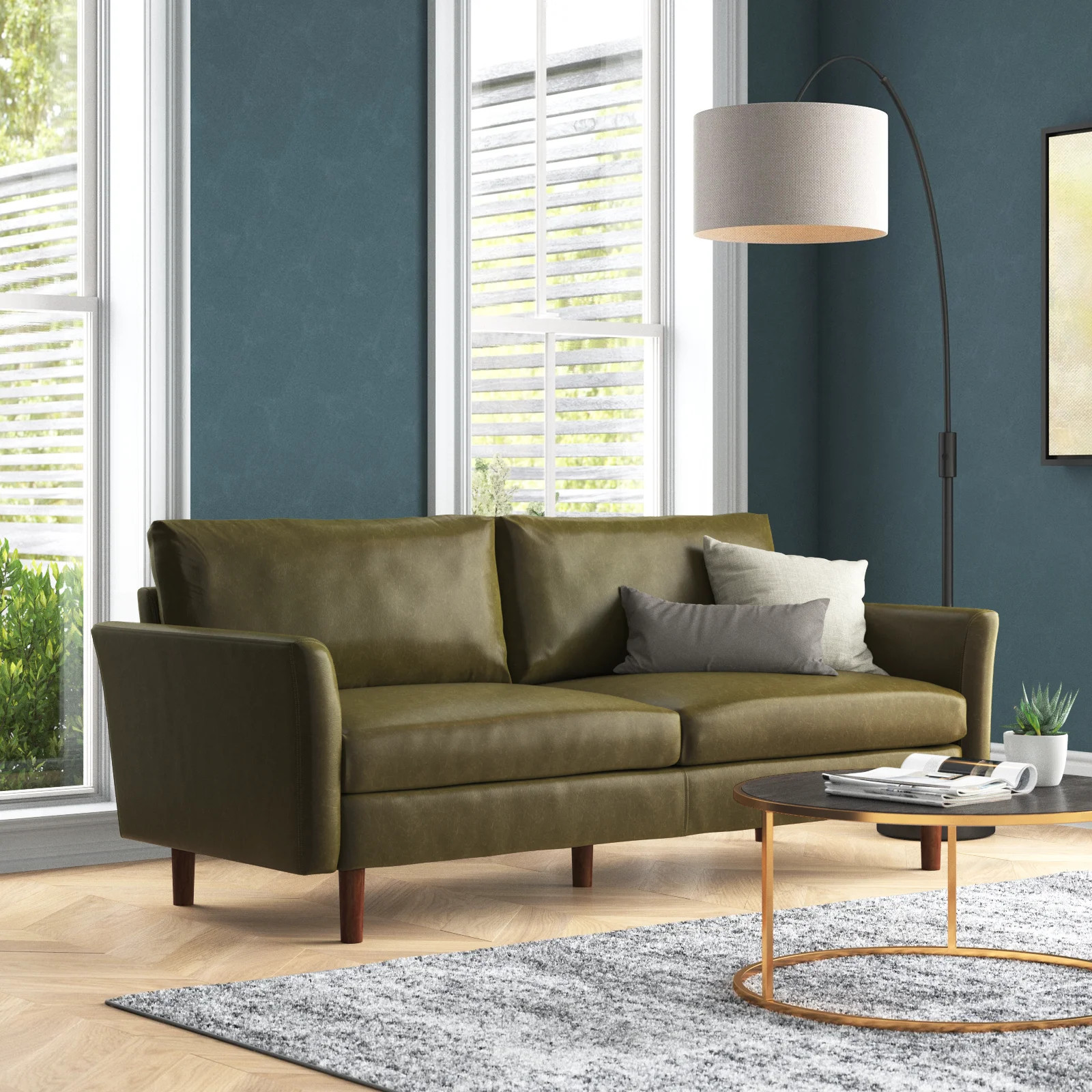 Bobur 81" Faux Leather Flared Arm Removable Cushion Sofa | Wayfair North America