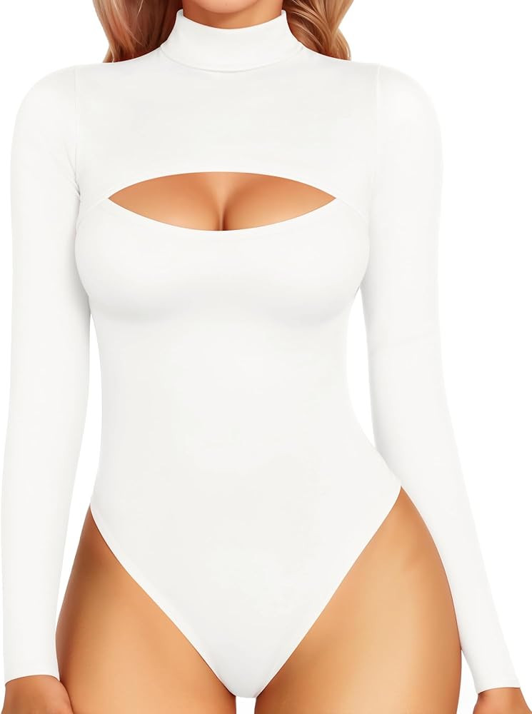 MANGOPOP Mock Neck Turtle Neck Bodysuit | Amazon (US)