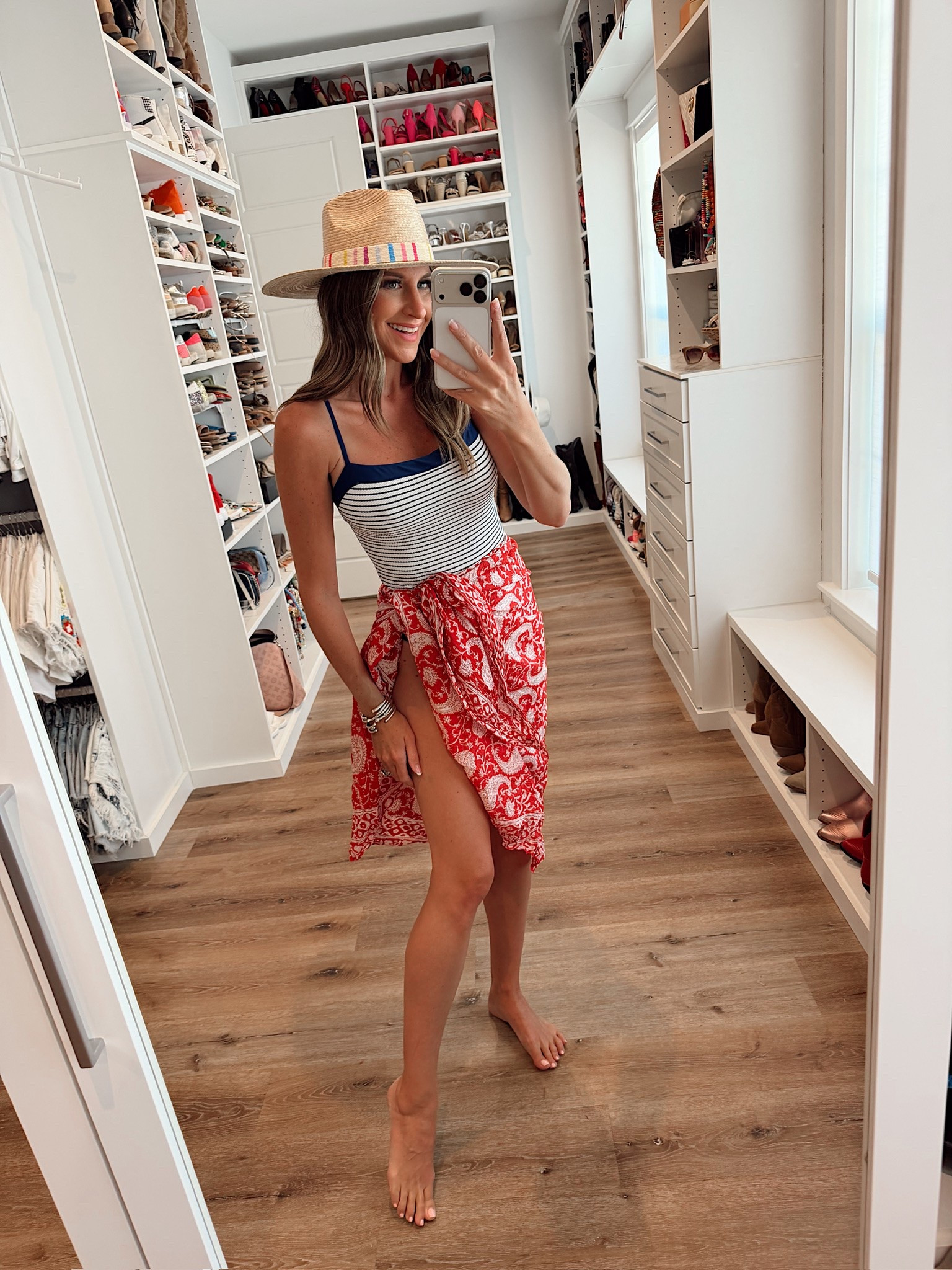 In a medium swimsuit, sarong, hat and accessories - fits tts.

#LTKSwim #LTKootd #LTKSeasonal