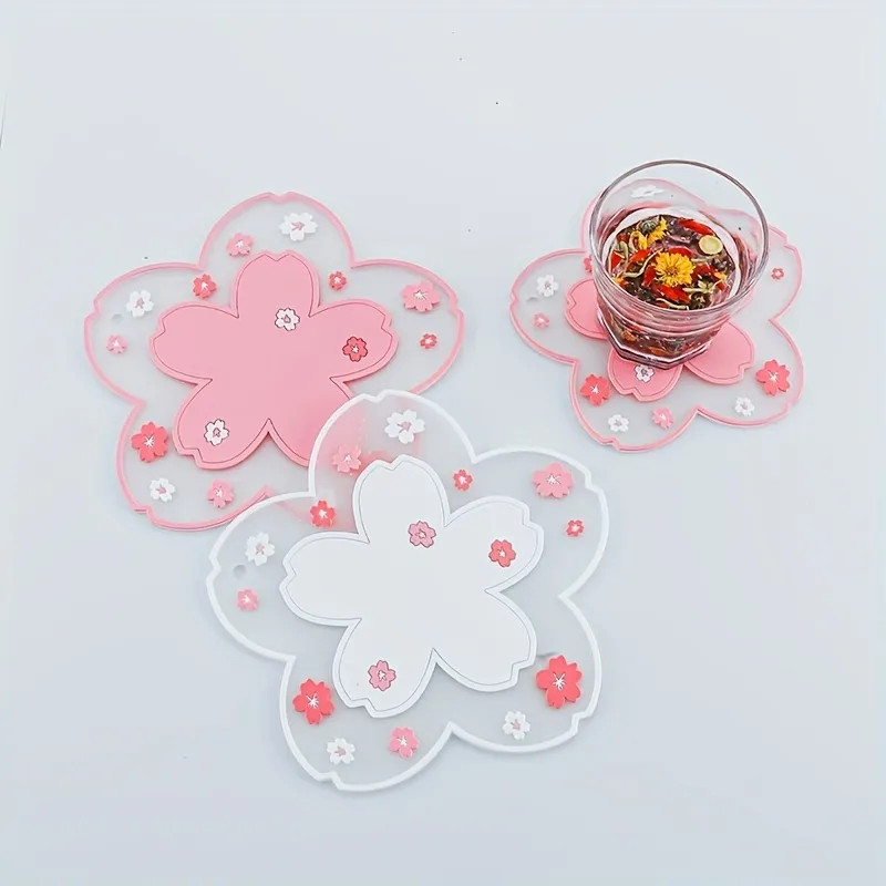1pc Cherry Blossom PVC Coaster, Kawaii Sakura Coffee Cup Holder, Home Pink Flower Pattern Durable... | Temu Affiliate Program