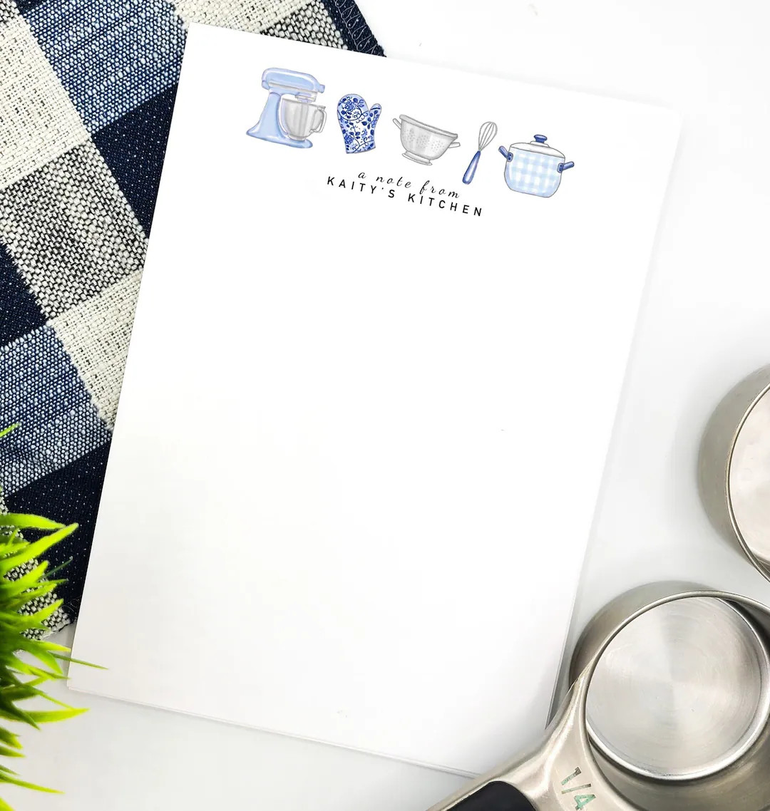 Kitchen Personalized Notepad Baker Gift Cook Custom Stationary Chef Gift Oven Mitt Wisk Kitchen A... | Etsy (US)