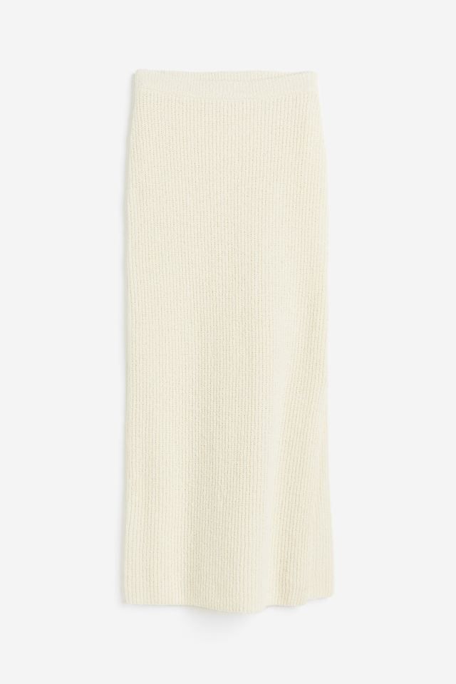 Rib-knit skirt - Cream - Ladies | H&M GB | H&M (UK, MY, IN, SG, PH, TW, HK)