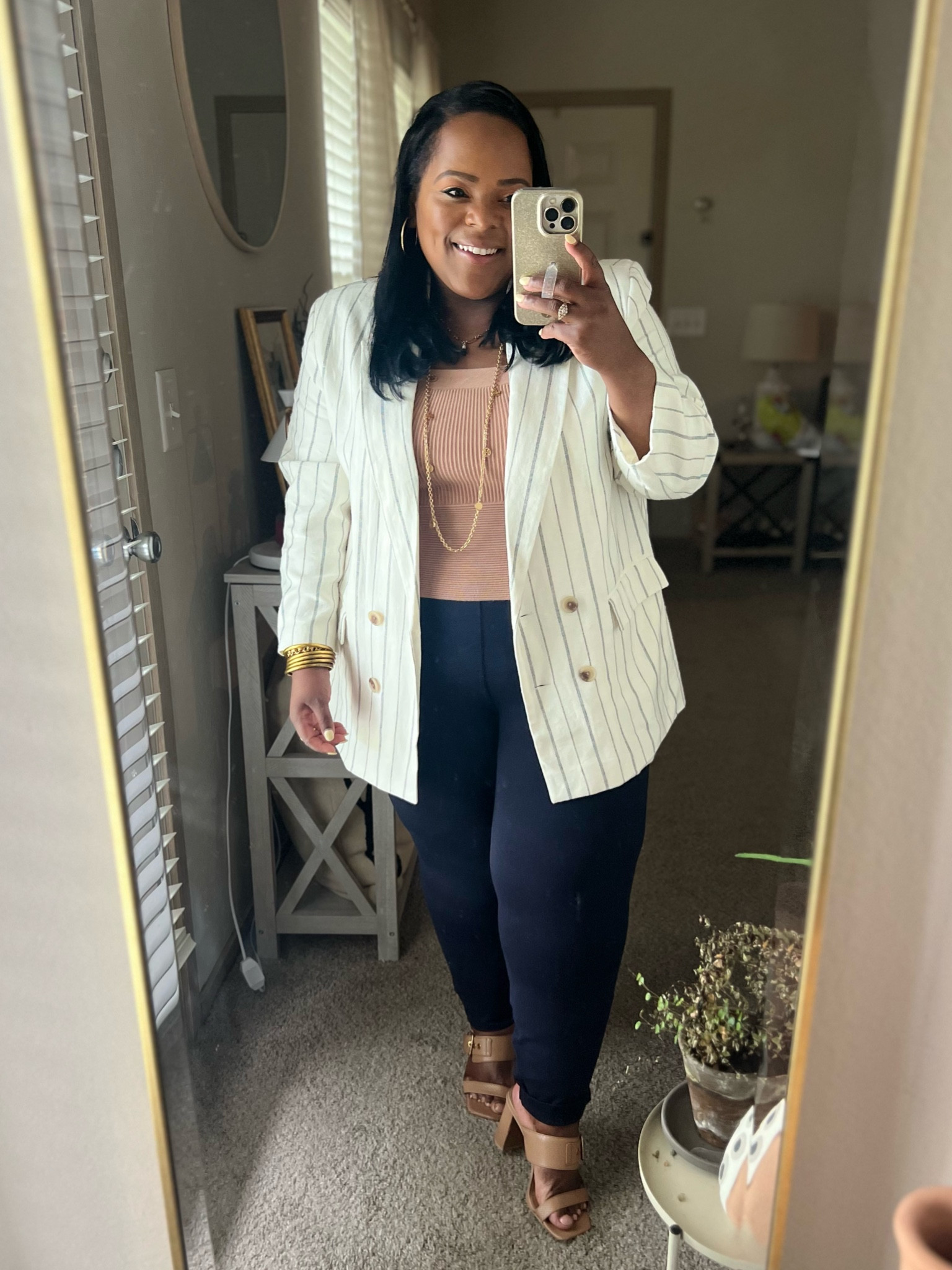 Thursday OOTD! Here for a neutral brown and navy look! Blazer is from Old Navy and pants Spanx. 

#LTKMidsize #LTKStyleTip #LTKWorkwear