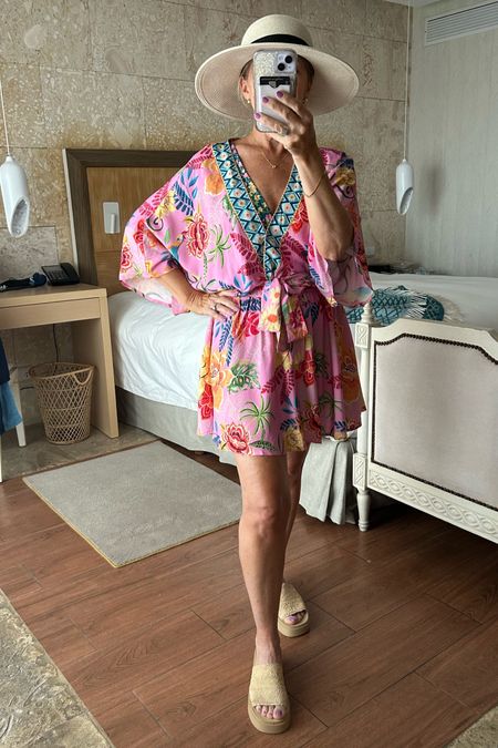 This pink tropical cover up dress has such an adorable beach/pool vibe! It comes in 3 colors! Complete the look with cute sunglasses, hat and sandals!

#LTKFindsUnder50 #LTKSeasonal #LTKSwim