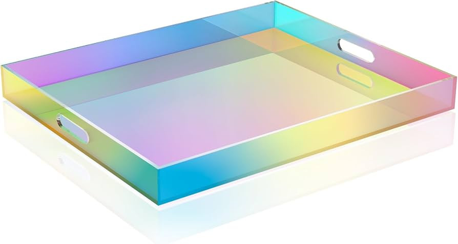 NiHome Iridescent Acrylic Serving Tray 20"x16" for Organizing, Decorative Vanity Tray Organizer w... | Amazon (US)
