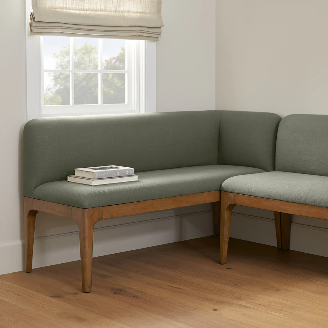 Rosin 56.75" Right Corner Banquette - Smoked Oak and Welsh Green | Article