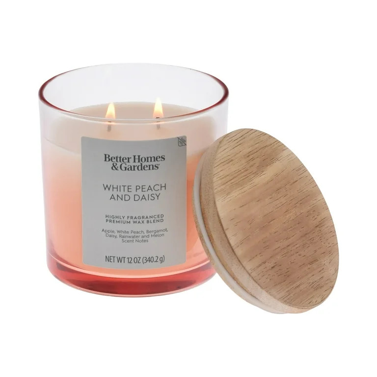 Better Homes & Gardens White Peach and Daisy Scented 2-Wick Ombre Jar Candle 12oz | Walmart (US)