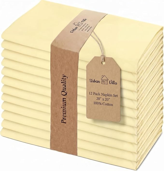 Urban Villa Cloth Napkins 100% Cotton Highly Absorbent Washable Durable Reusable Premium Dinner N... | Amazon (US)