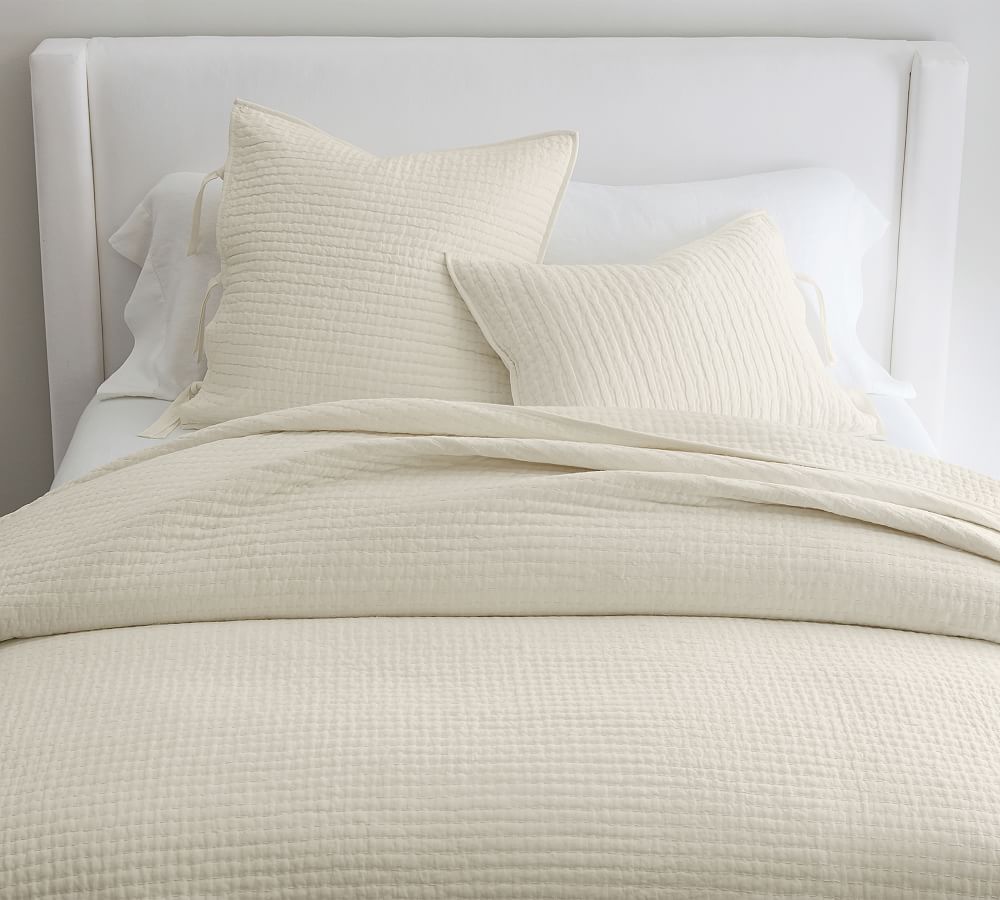 Pick-Stitch Handcrafted Cotton/Linen Quilt & Shams | Pottery Barn (US)