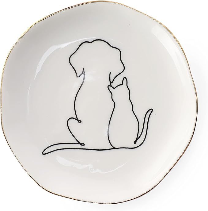HOME SMILE Cat and Dog Ring Dish Jewelry Tray,Christmas Gifts for Cat Lovers,Gifts for Dog Mom,Ce... | Amazon (US)