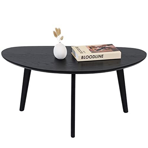 FIRMINANA Small Black Oval Coffee Table for Living Room,Mid Century Modern Coffee Table,Black,18.... | Amazon (US)