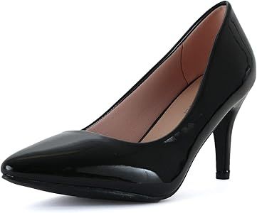 Womens Classic - Closed Pointy Toe Low Kitten Heel - Dress Slip On Pump | Amazon (US)