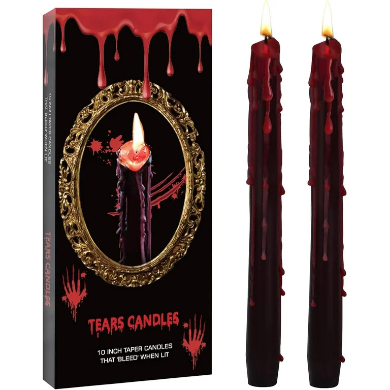 2Pack Vampire Tears Taper Candles, 10 inch Tall Bleeding Candles, Soundvalue Unscented Black Tape... | Walmart (US)