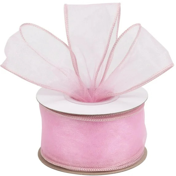 Joycrosso 2 Inch Lt. Pink Wired Organza Ribbon - 20 Yards Sheer Decorative Ribbon for Gift Wrappi... | Walmart (US)