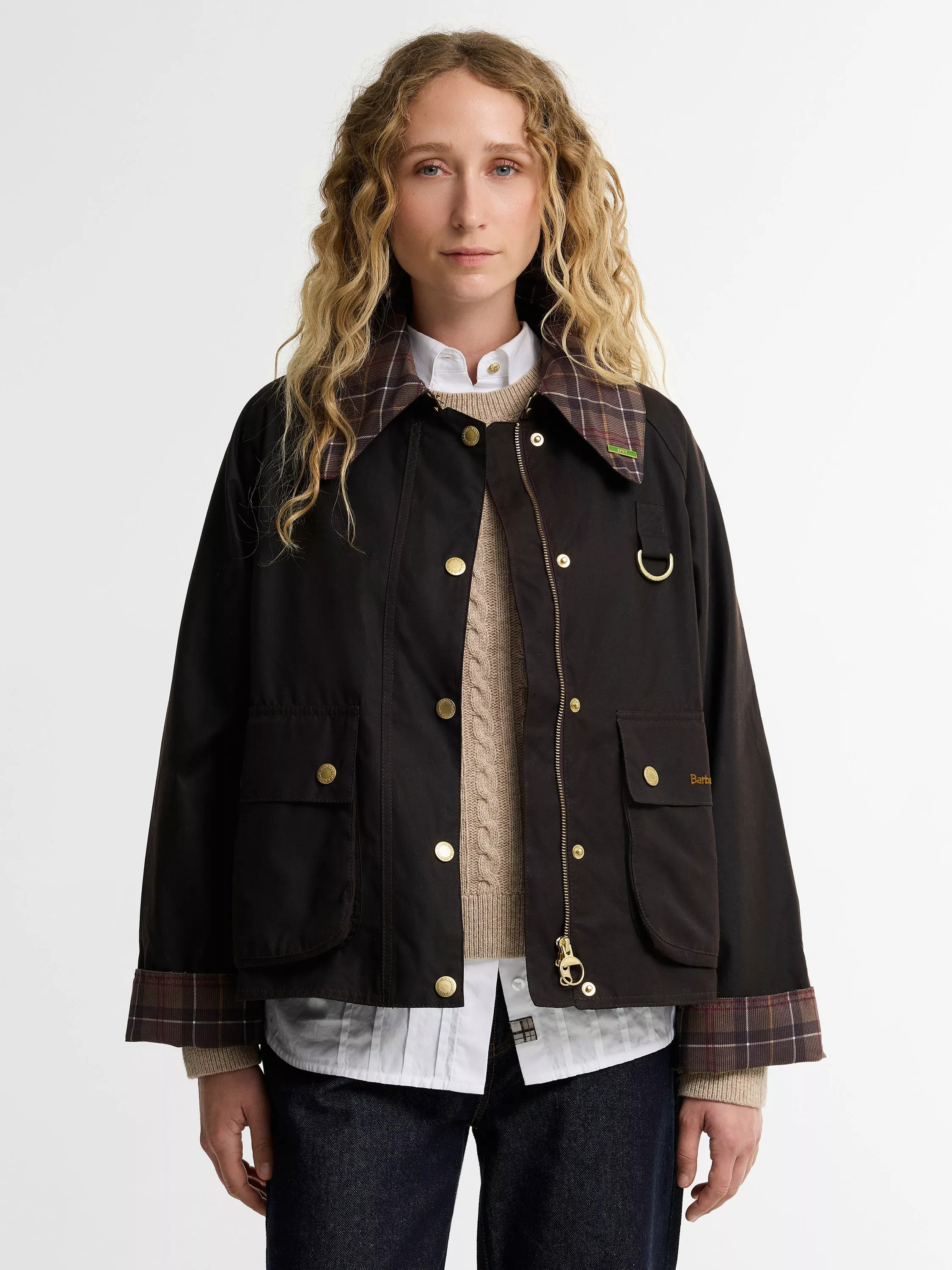 Icons Tartan Collar Spey Waxed Jacket, Rustic/Muted | John Lewis (UK)