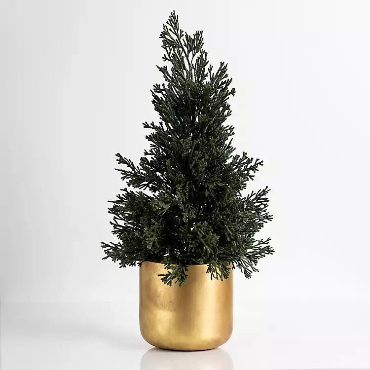 New! Mini Pine Christmas Tree in Gold Planter, 24 in. | Kirkland's Home
