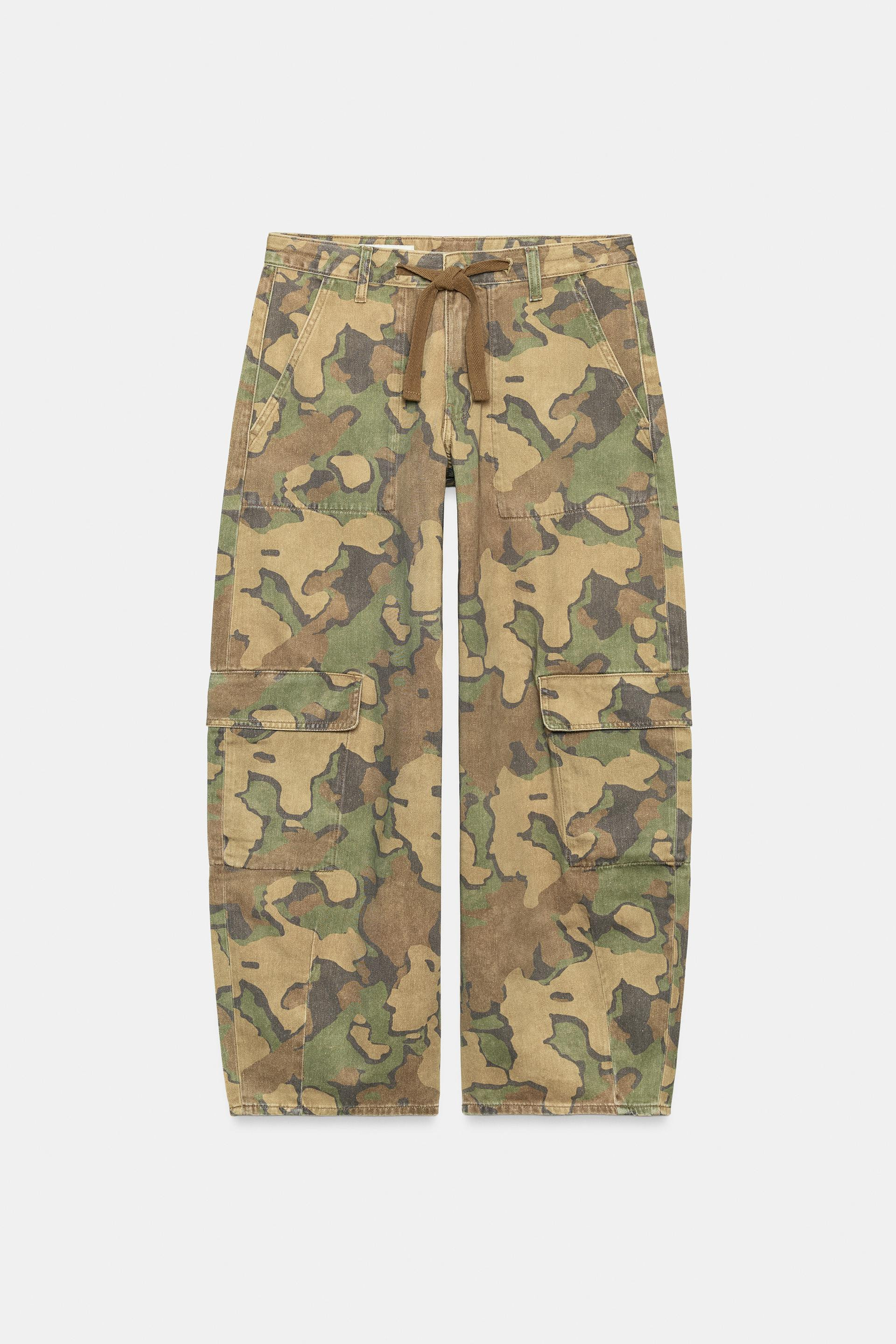 Zara - Printed Oversize Cargo Pants - Red - 32 (Us 14) - Woman | Zara US