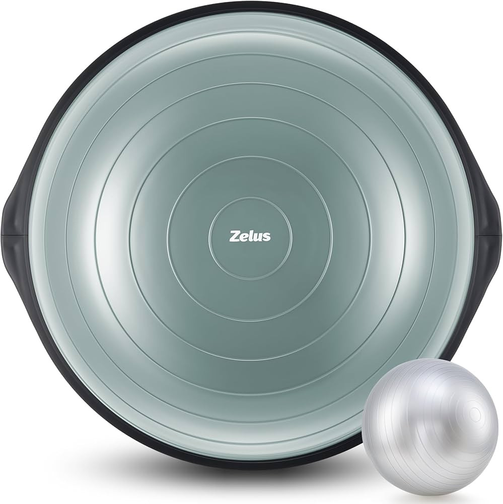 ZELUS 25in. Balance Ball | 660lb Inflatable Half Exercise Ball Wobble Board Balance Trainer w Non... | Amazon (US)