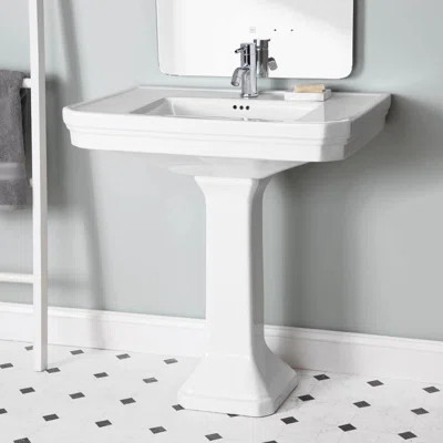 32 Inch Pedestal Sink - Single Hole Faucet Drilling - White | Wayfair North America