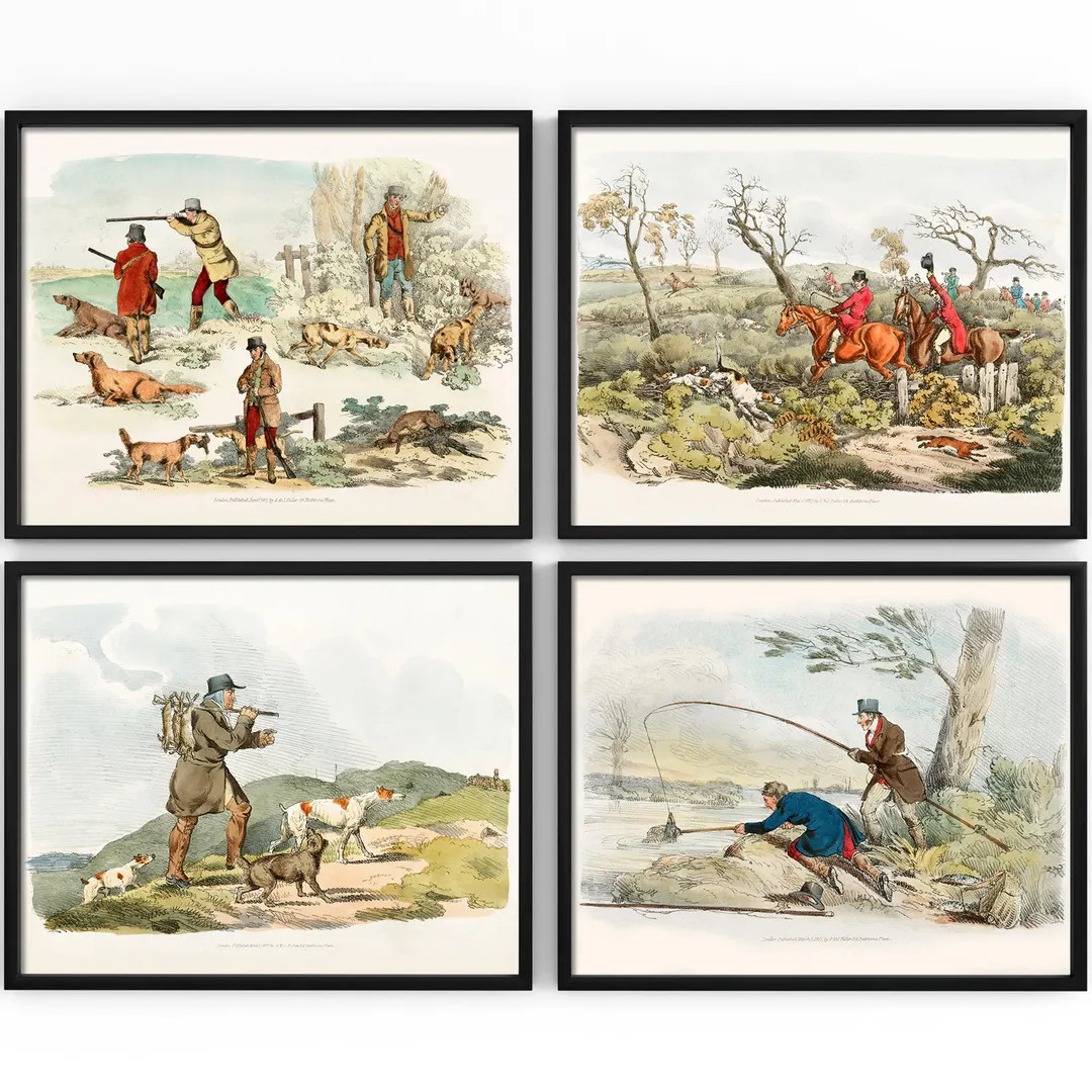 Vintage Hunting (set of 4) Art Print - 8x10 (unframed) | Celebrate Classic Elegance With Vintage ... | Etsy (US)
