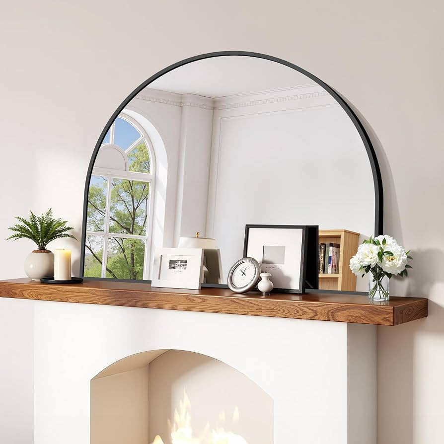 CIRCUMI Arched Wall Mirror, 40"x32" Black Arched Mirror for Entryway Table | Amazon (US)