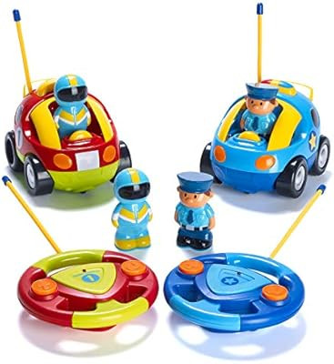 Prextex Pack of 2 Cartoon R/C Police Car and Race Car Radio Control Toys for Kids- Each with Diff... | Amazon (US)