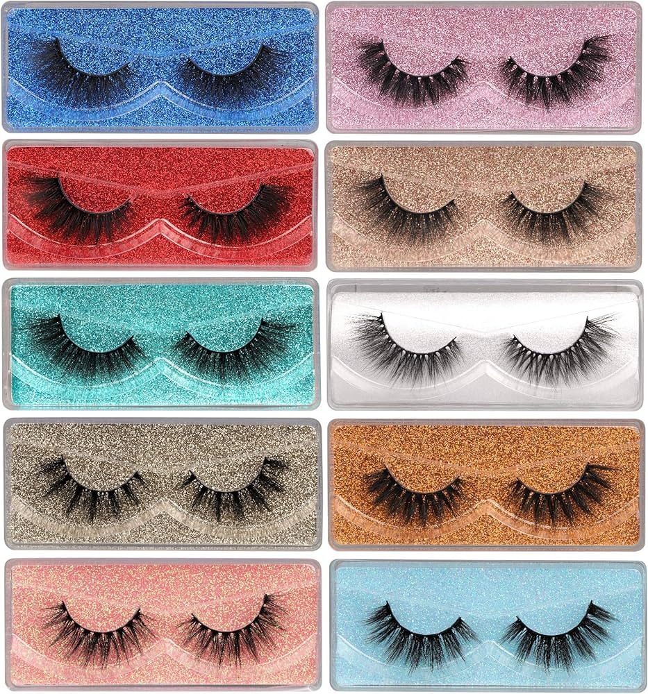 False Eyelashes Wispy 18mm Natural 3D Faux Mink Lashes Pack 10 Pairs 10 Styles Mixed Soft Reusabl... | Amazon (US)