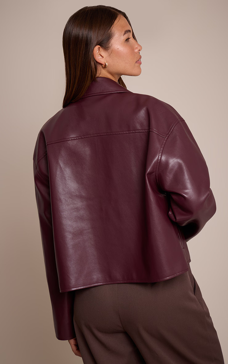 Burgundy Zip Through Pu Jacket | PrettyLittleThing UK