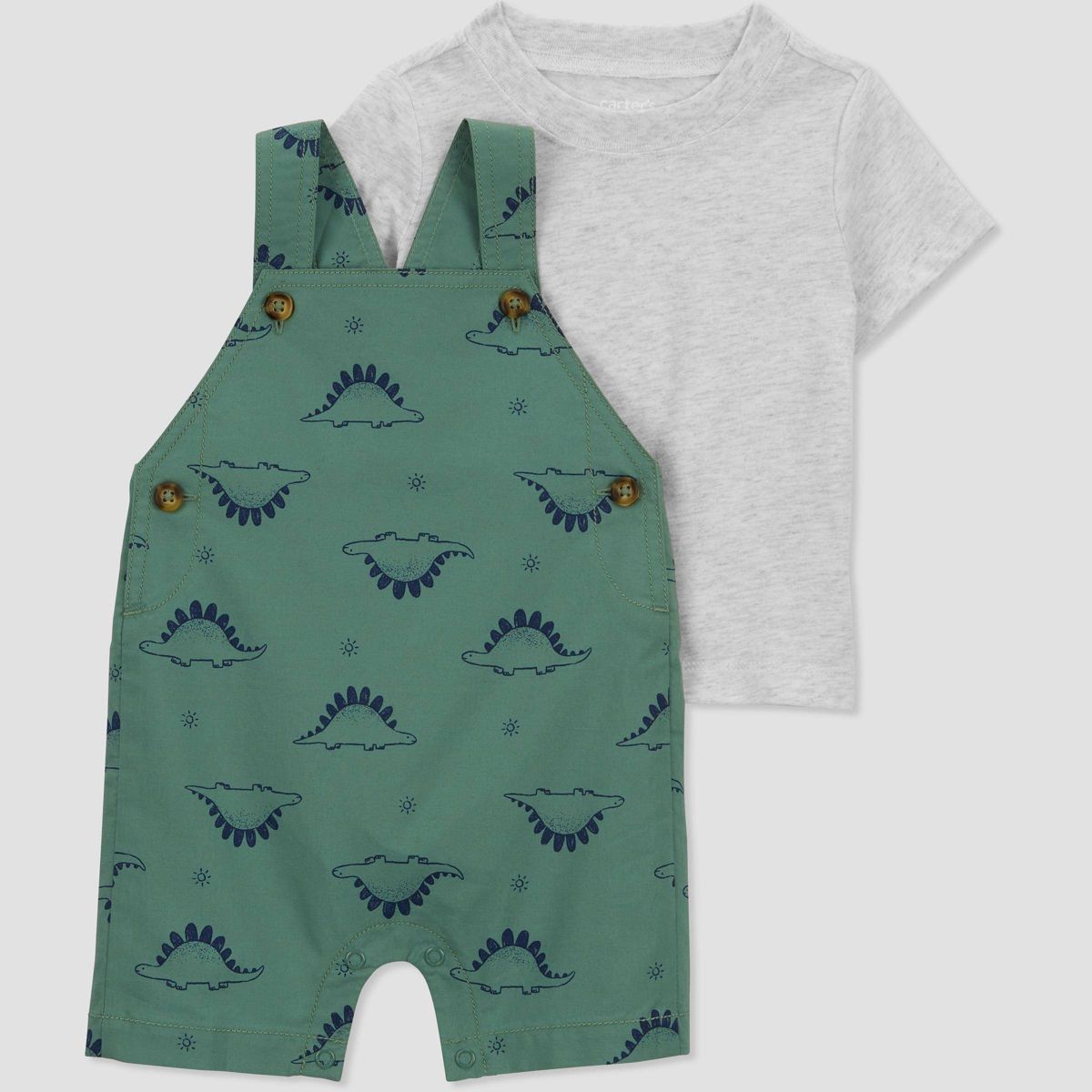 Carter's Just One You® Baby Boys' Dino Undershirt & Bottom Set - Gray/Green | Target