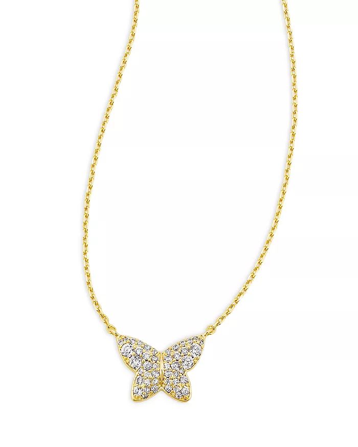Lillia Pavé Butterfly Adjustable Pendant Necklace in 14K Gold Plated, 19" | Bloomingdale's (US)