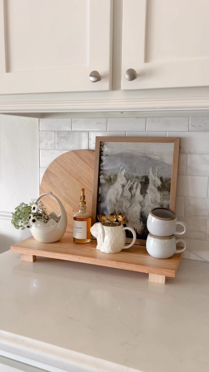 Easter coffee bar decor #easter2025 #easterdecor #easterkitchen #whitekitchen 

#LTKSpringSale #LTKHome #LTKSeasonal