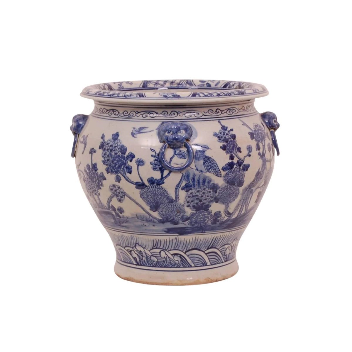 Blue & White Birds and Flowers Porcelain Planter | The Well Appointed House, LLC
