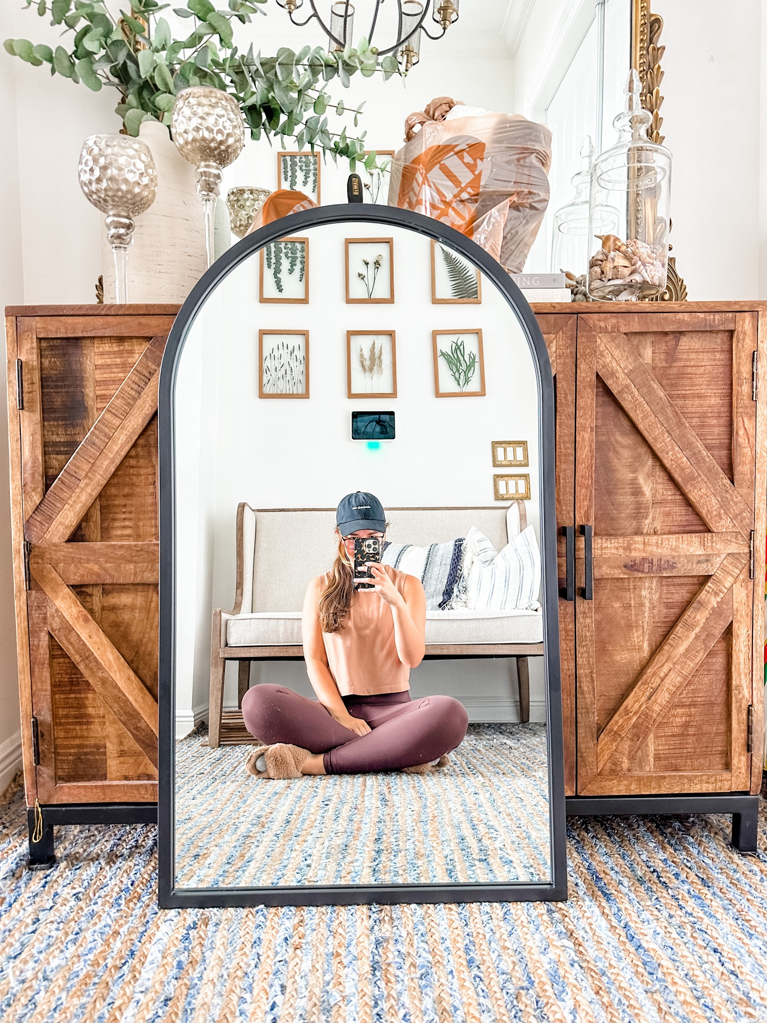 Arched mirror | vanity mirror | black framed mirror | wall mirror | entryway decor | bathroom decor | dried flower art | pressed flowers | home decor 

#LTKhome