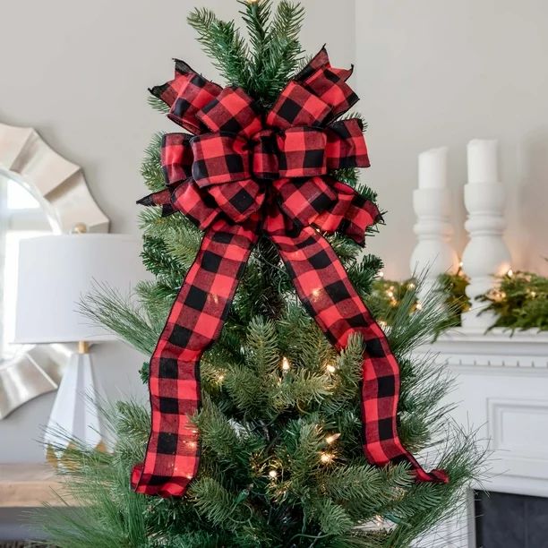 Holiday Time Red and Black Buffalo Bow, 14.00 inch | Walmart (US)