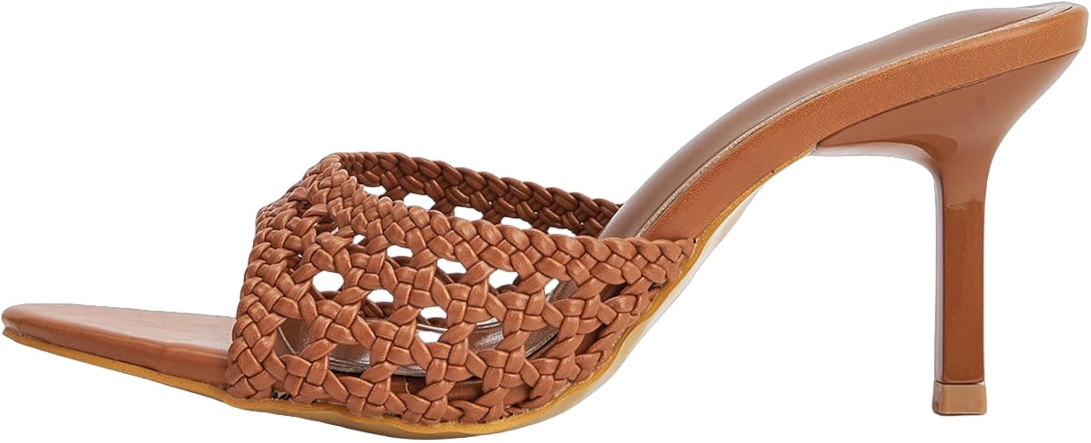 Woven Kitten Heels Braided Mesh Mules Sandals for Women | Amazon (US)