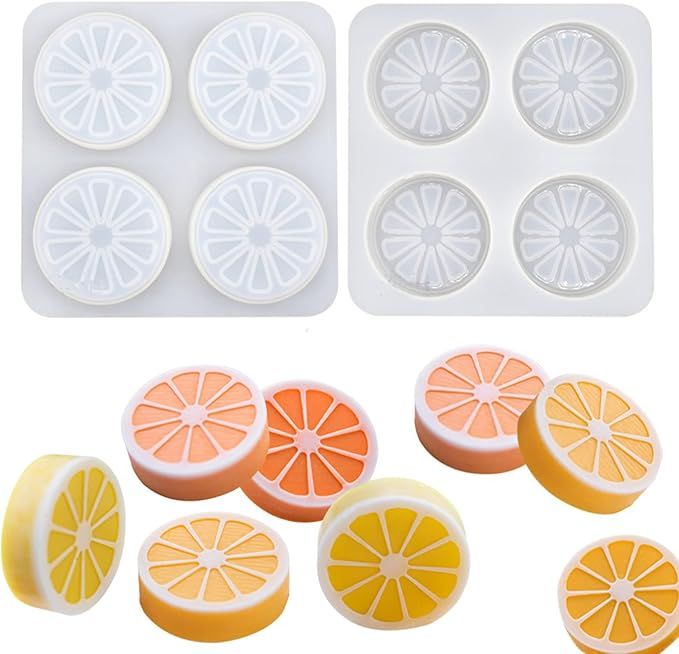 DD-life 2 Pcs 4 Cavity Lemon Slice Silicone Molds Orange Slice Silicone Molds for Handmade SoapCa... | Amazon (US)