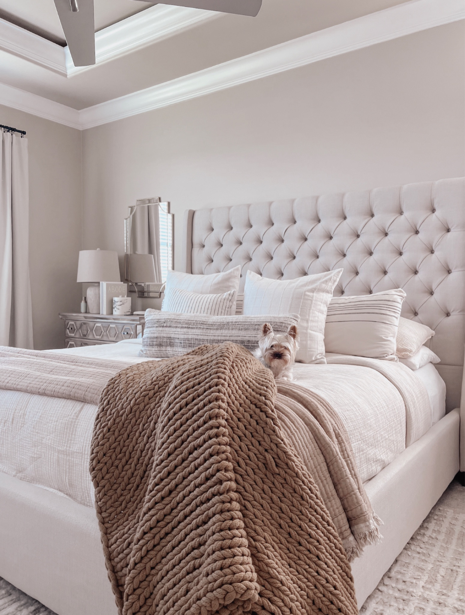 Bedroom, bedroom decor, home decor, neutral bedding, bedding, area rug, table lamp, throw blanket, throw pillow, marble flameless candle, Target, Target home, Rugs USA, Amazon, Amazon finds. 

#LTKhome