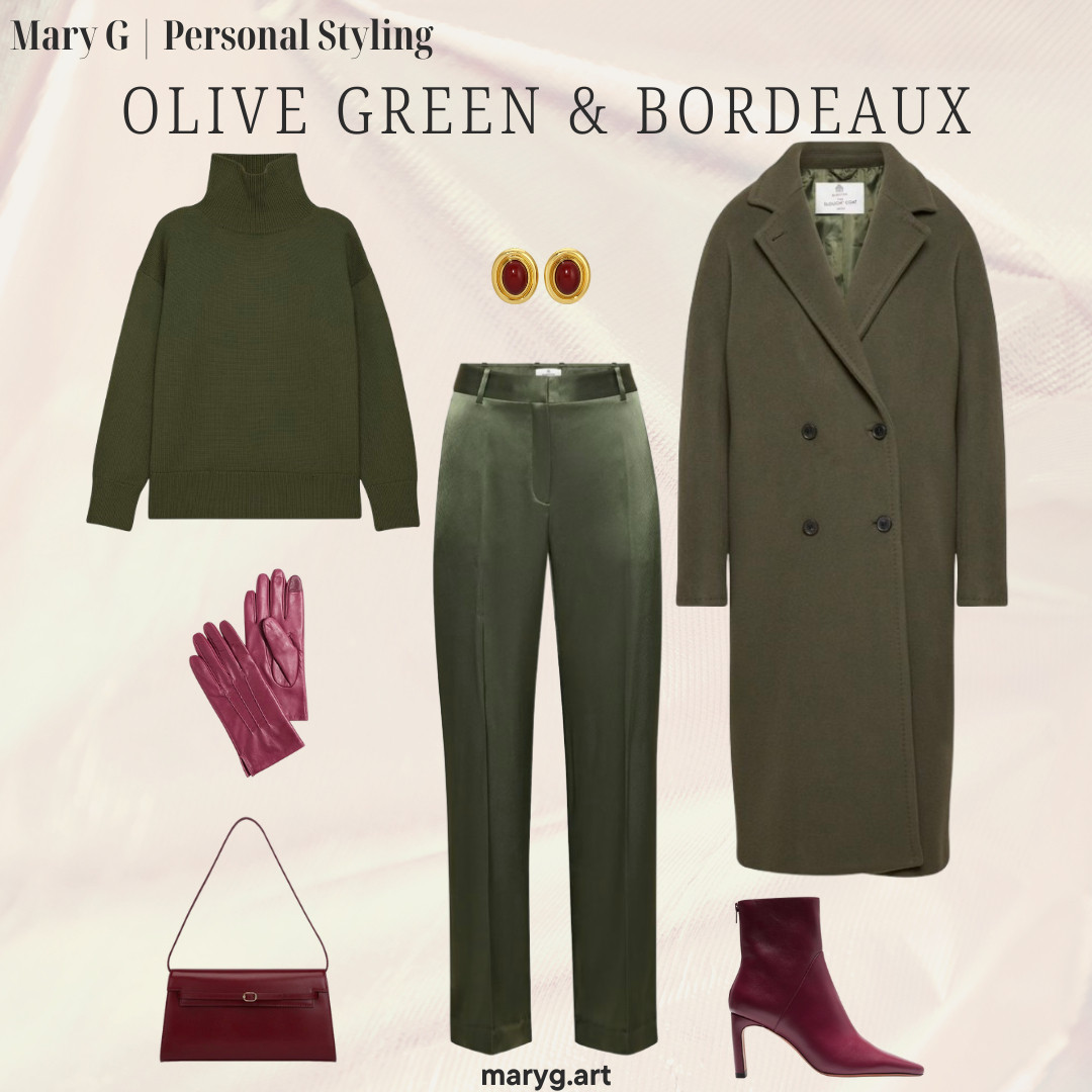 The perfect color combo for winter -- Olive Green & Burgundy. Bag is Verafied NY 

 #LTKHoliday #LTKSeasonal #LTKFindsUnder100