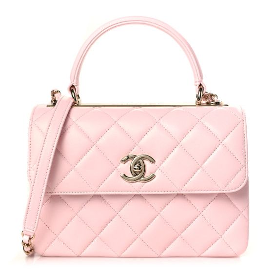 Lambskin Quilted Small Trendy CC Flap Dual Handle Bag Light Pink | FASHIONPHILE (US)