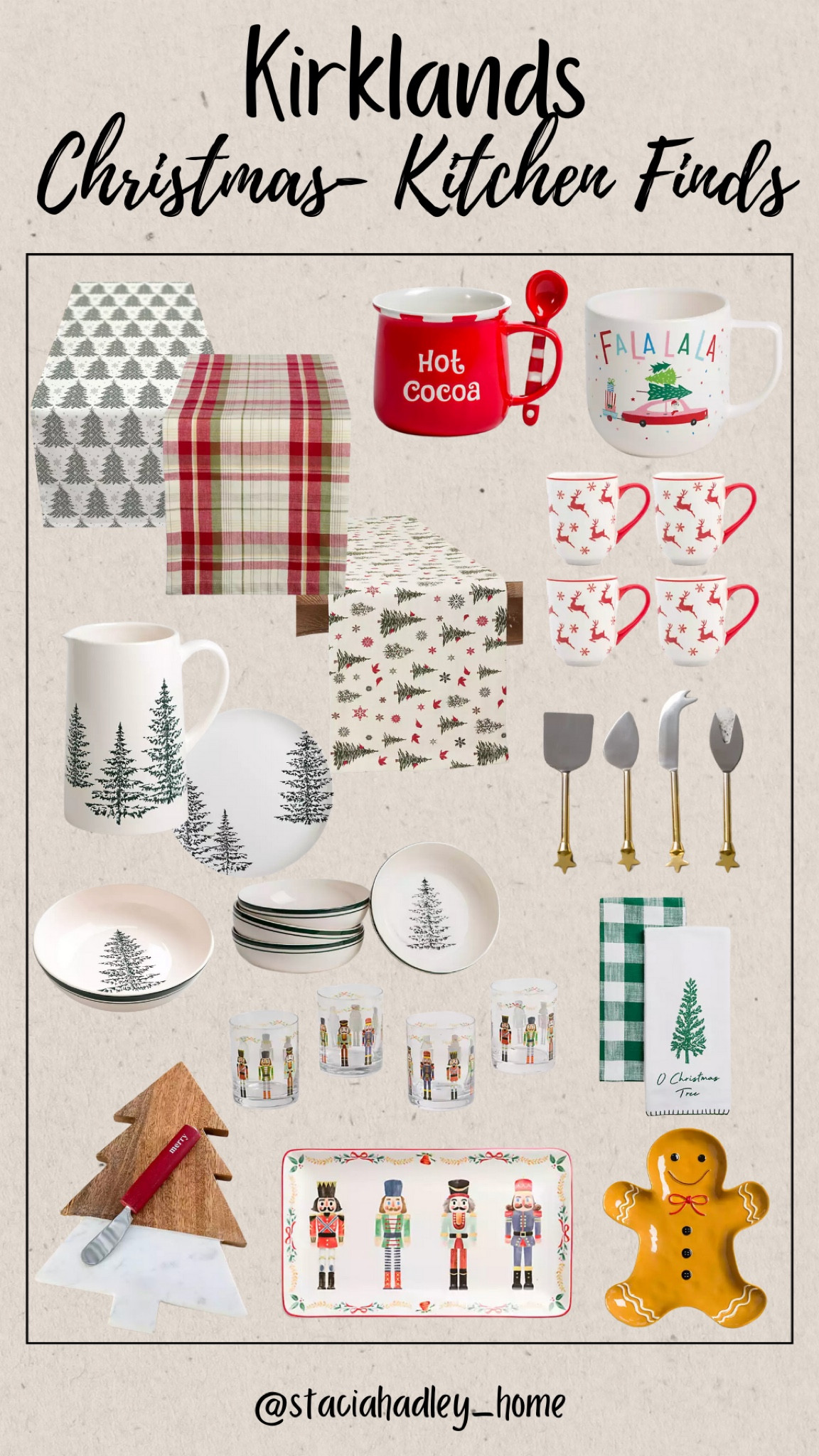 My favorites kitchen/entertaining items from Kirklands!! Grab these this weekend while on sale! Use code 25MERRY for 25% off your purchase! 

Christmas dishes, kirklands, Christmas table decor, entertaining items, cheese knife set, Christmas mug, Christmas dishes, hostess gift, Christmas table runner, cheese board, nutcracker glasses, gingerbread man platter, cookie tray 

#LTKSeasonal #LTKHoliday #LTKhome