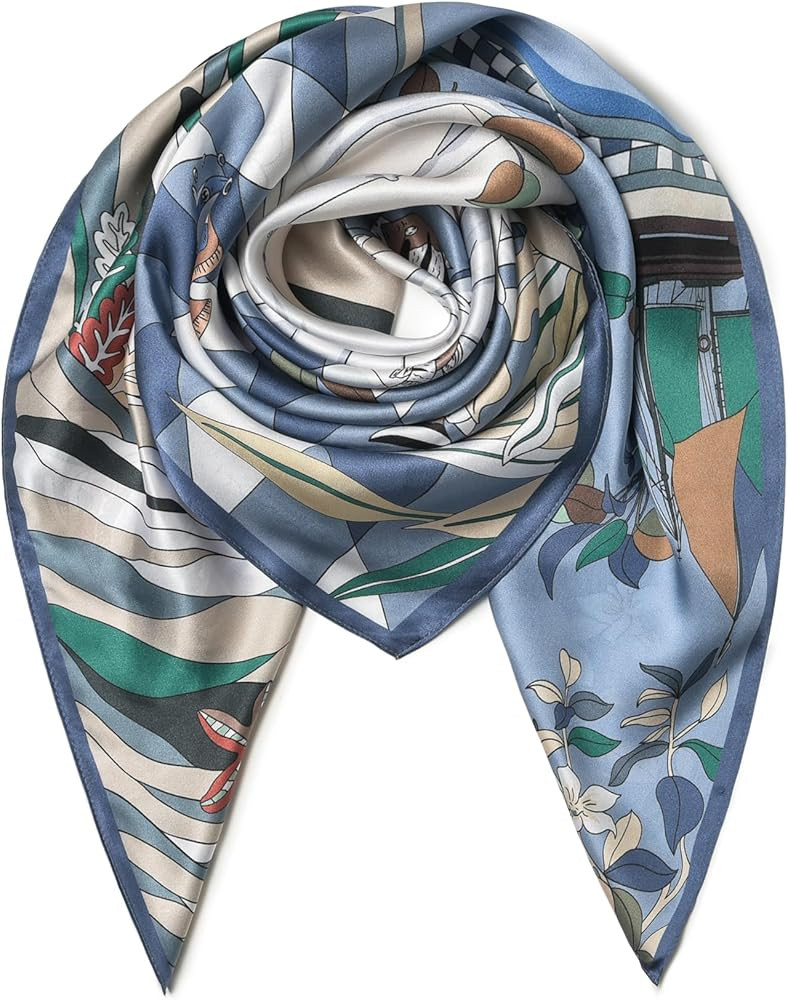 100% Pure Mulberry Silk Scarf 35" Large Square Lightweight Headscarf –Women’s Hair Wraps The ... | Amazon (US)