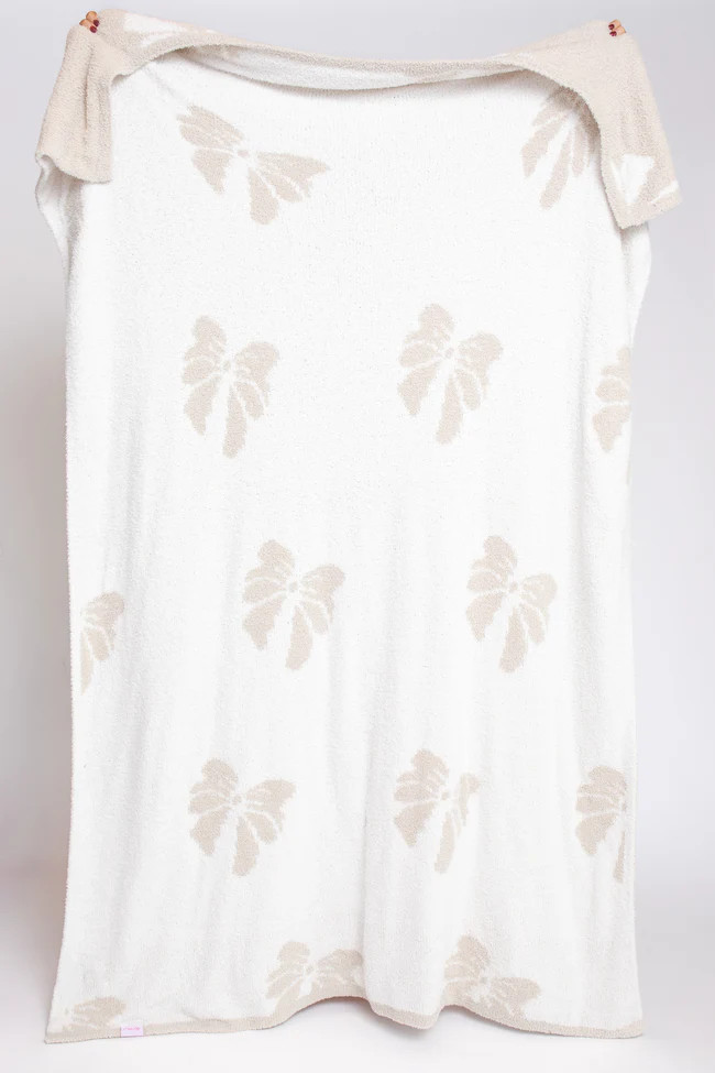 Make Me Believe Take A Bow Natural Blanket | Pink Lily