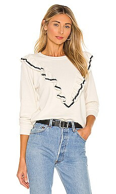 The Great The Shrunken Ruffle Sweatshirt in Washed White from Revolve.com | Revolve Clothing (Global)