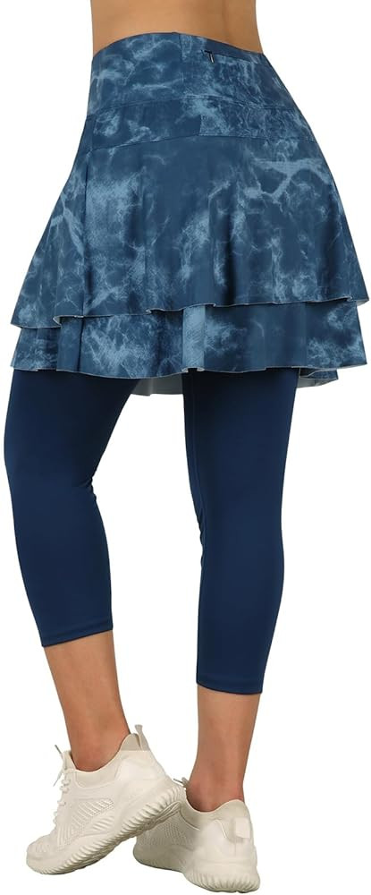 ANIVIVO Skirted Leggings for Women Capri, Athletic Tennis Skirt with Leggings Golf Pickleball Clo... | Amazon (US)